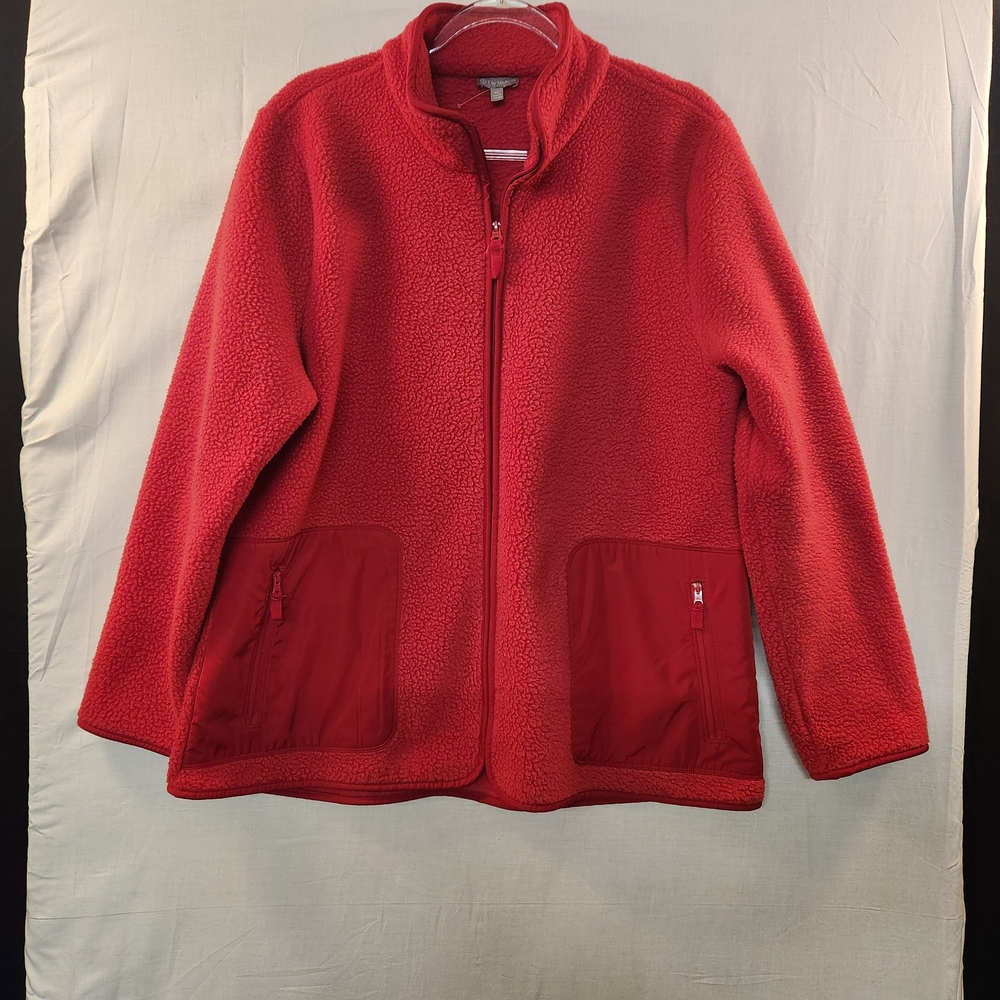 Talbots Women's Red Thick Fleece Zip Up‎ Jacket Size XL Casual Outdoor Work Cozy